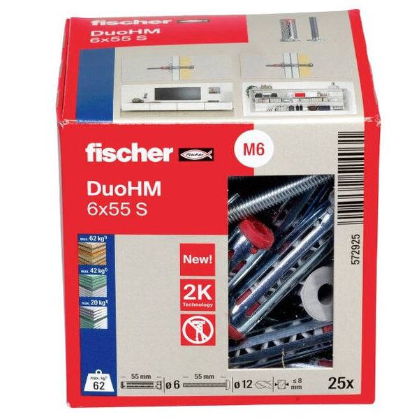 Fischer Gipsplug DuoHM S TX30 - 6x55mm - 25 stk/pk