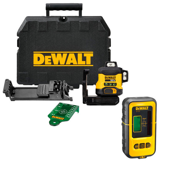 DEWALT Multilinjelaser DCLE34031N-XJ 18V XR + Laser Detektor Grøn 50m IP54 DE0892G