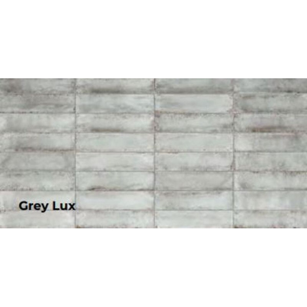 Vægflise Metallica Brick Grey Lux - 6x24cm